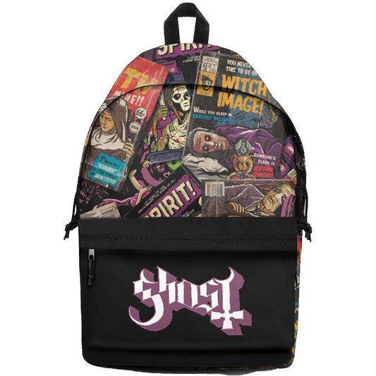 Schwarzer Rucksack Ghost Magazines Backpack mit buntem Allover-Print