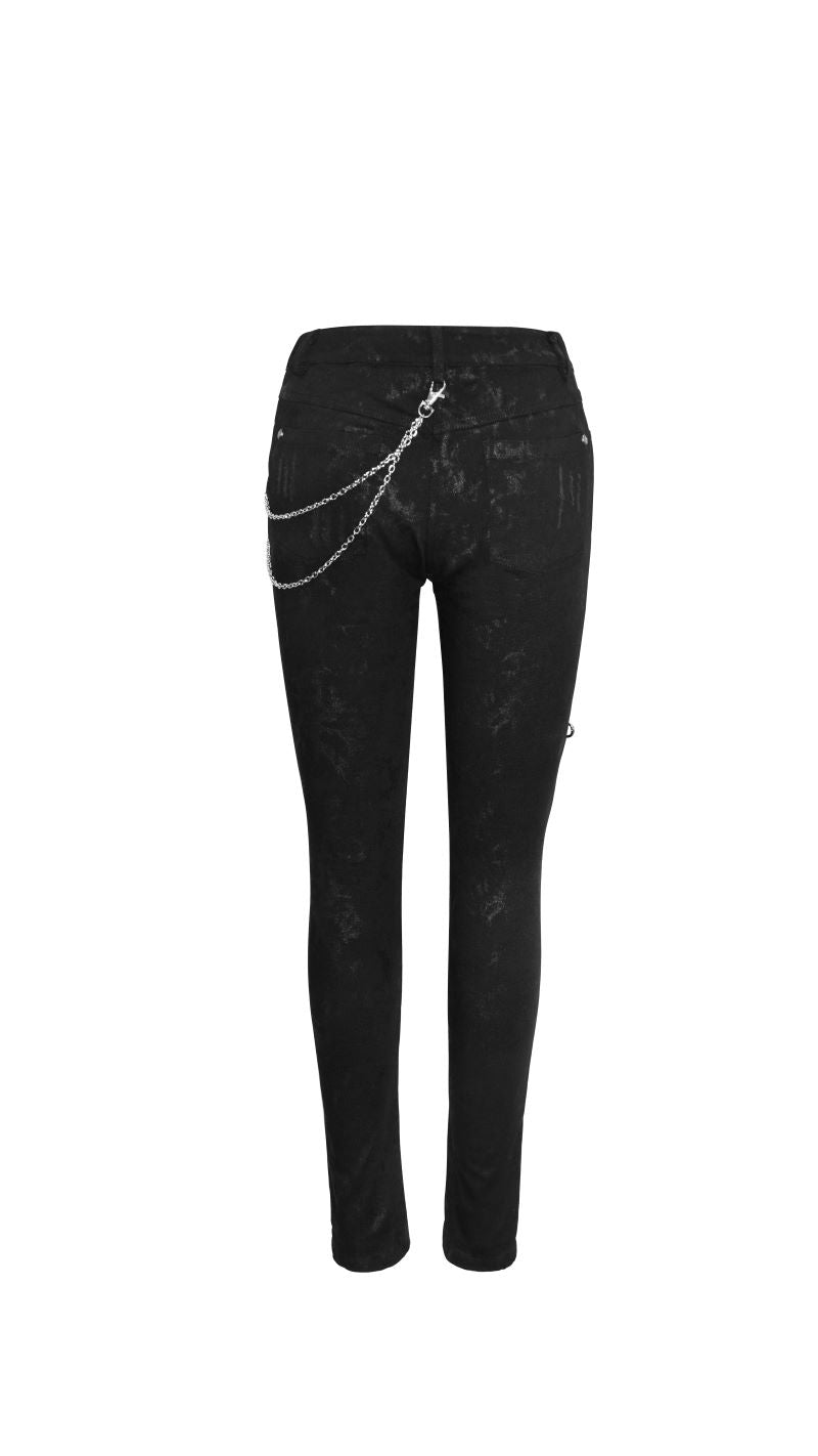 Schwarze Hose Beast Fiend Trousers mit Zierketten und Reißverschlüssen von Devil Fashion