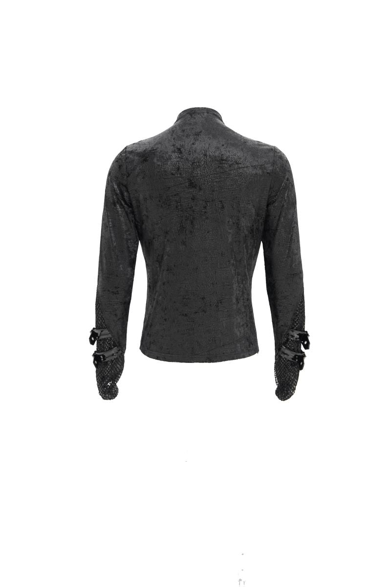 Schwarzes Oberteil Dark Guild Top mit Zierketten und Schnürung von Devil Fashion