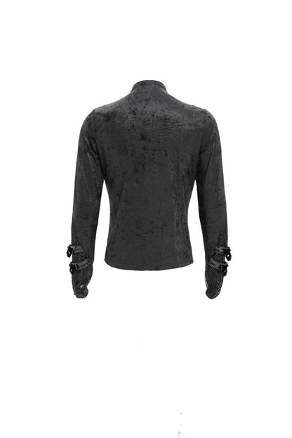 Schwarzes Oberteil Dark Guild Top mit Zierketten und Schnürung von Devil Fashion