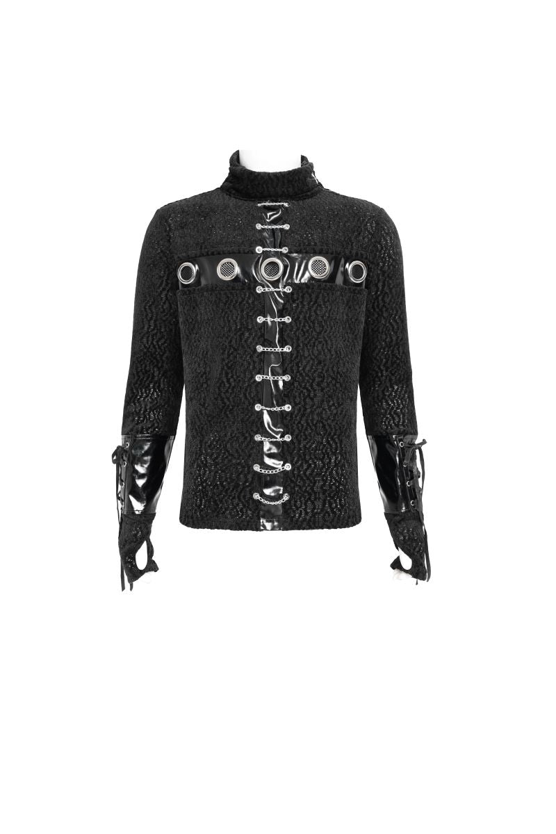 Schwarzes Oberteil Alien San't Longsleeve Top mit Zierösen von Devil Fashion