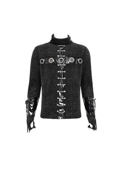 Schwarzes Oberteil Alien San't Longsleeve Top mit Zierösen von Devil Fashion