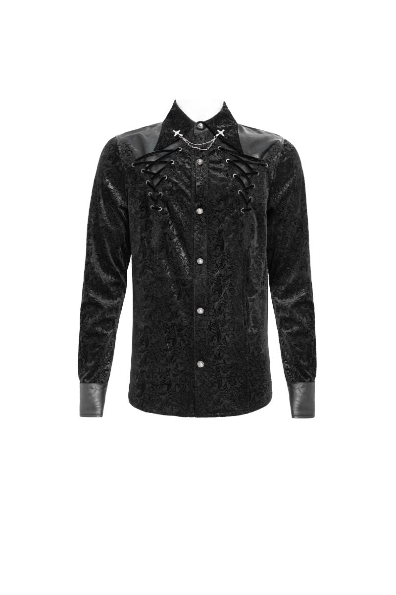 Schwarzes Hemd Vampire Prince Shirt mit Zierschnürung von Devil Fashion