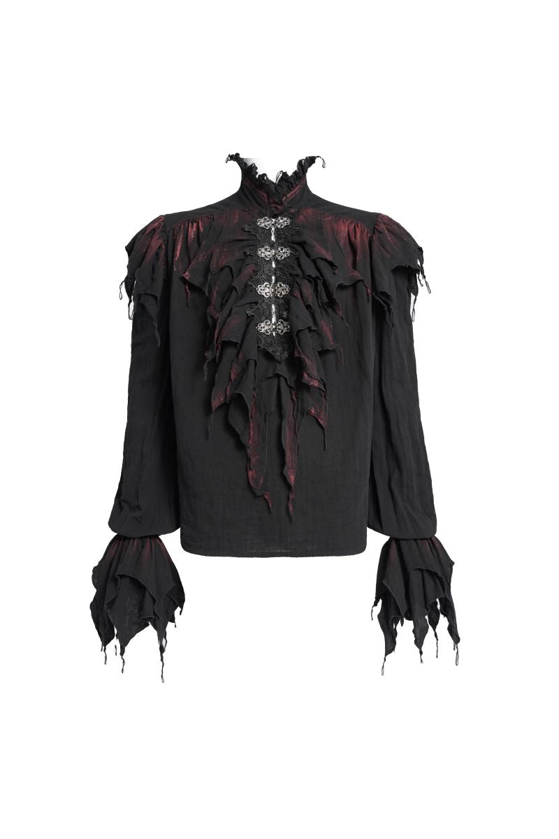 Schwarzes Hemd Vampire Prince Shirt mit roten Elementen von Devil Fashion