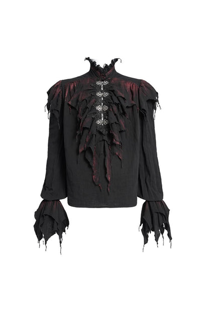 Schwarzes Hemd Vampire Prince Shirt mit roten Elementen von Devil Fashion
