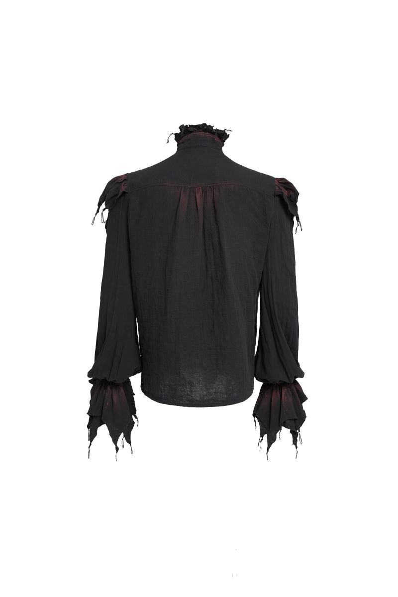 Schwarzes Hemd Vampire Prince Shirt mit roten Elementen von Devil Fashion