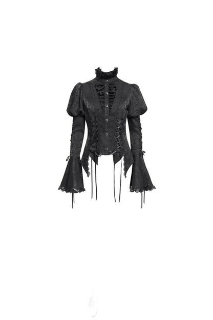 Schwarzes Oberteil Ophelia Gloom Black Shirt mit Schnürungen von Devil Fashion