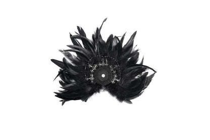 Schwarzes Gothic-Accessoire Seraphim Feather Clip mit Federn und Kreuzen von Devil Fashion