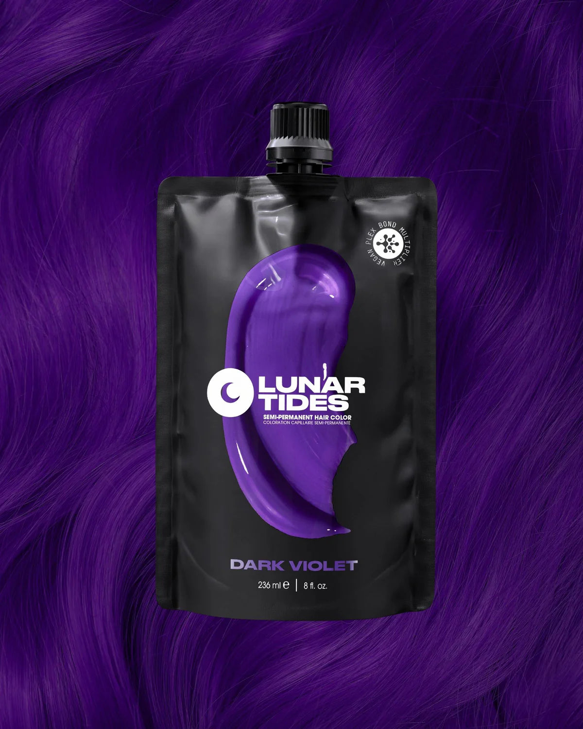semi-permanente Haartönung Dark Violet in dem Farbton starkes Lila von Lunar Tides