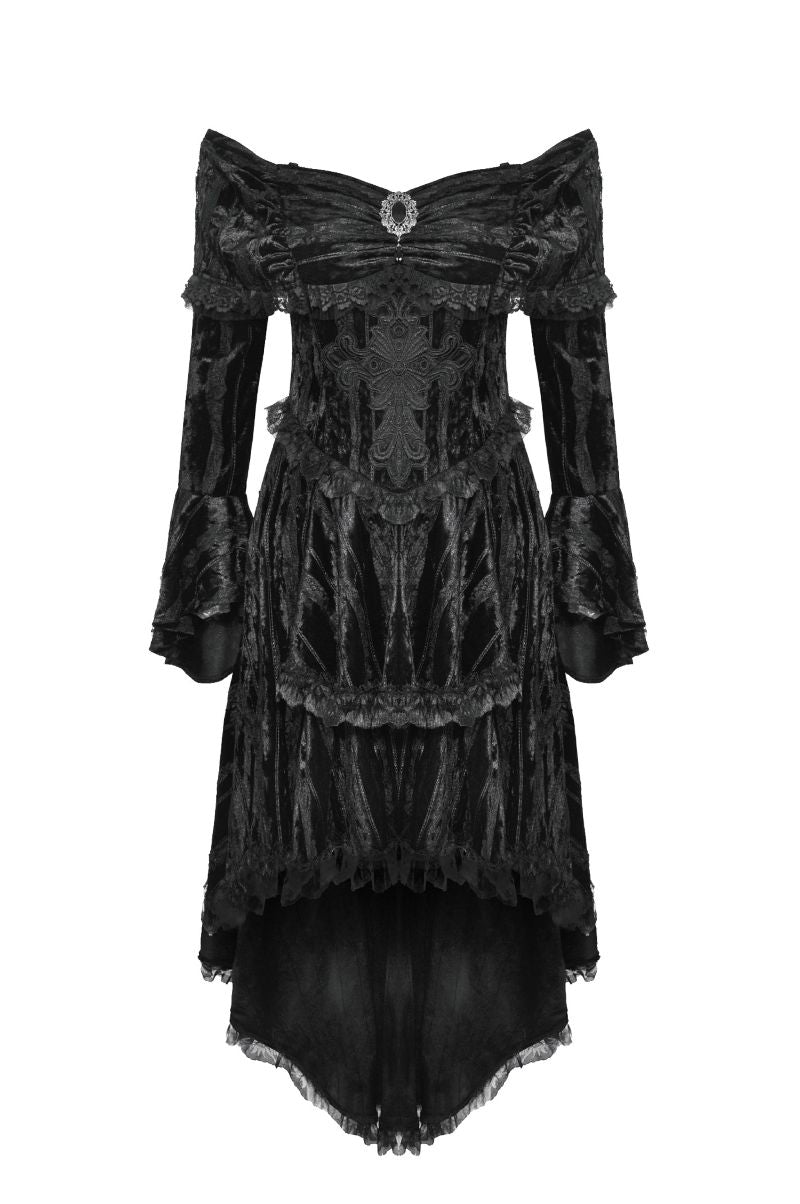 Schwarzes, kurzes Kleid VELVET REQUIEM DRESS von Dark In Love