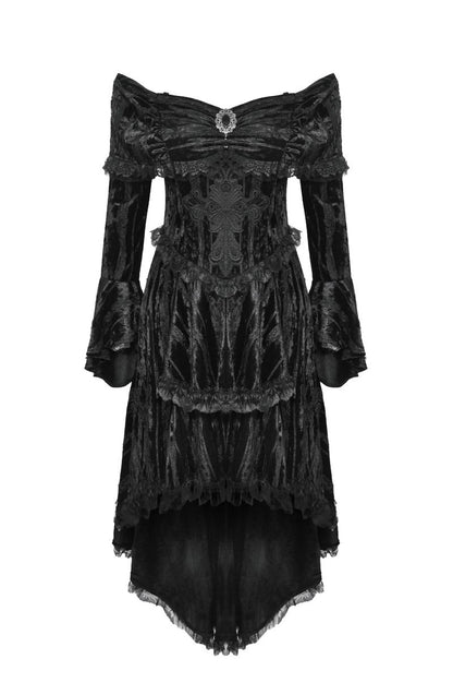 Schwarzes, kurzes Kleid VELVET REQUIEM DRESS von Dark In Love