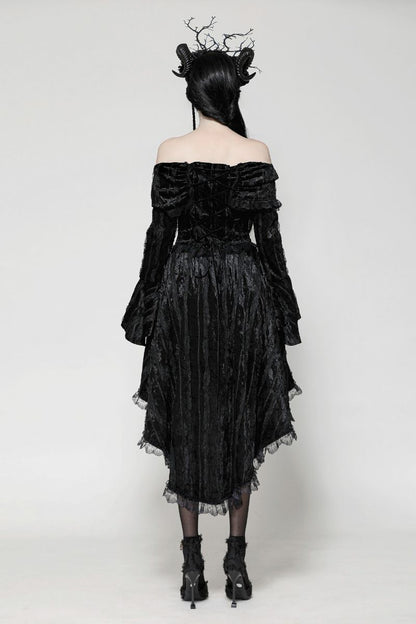Schwarzes, kurzes Kleid VELVET REQUIEM DRESS von Dark In Love