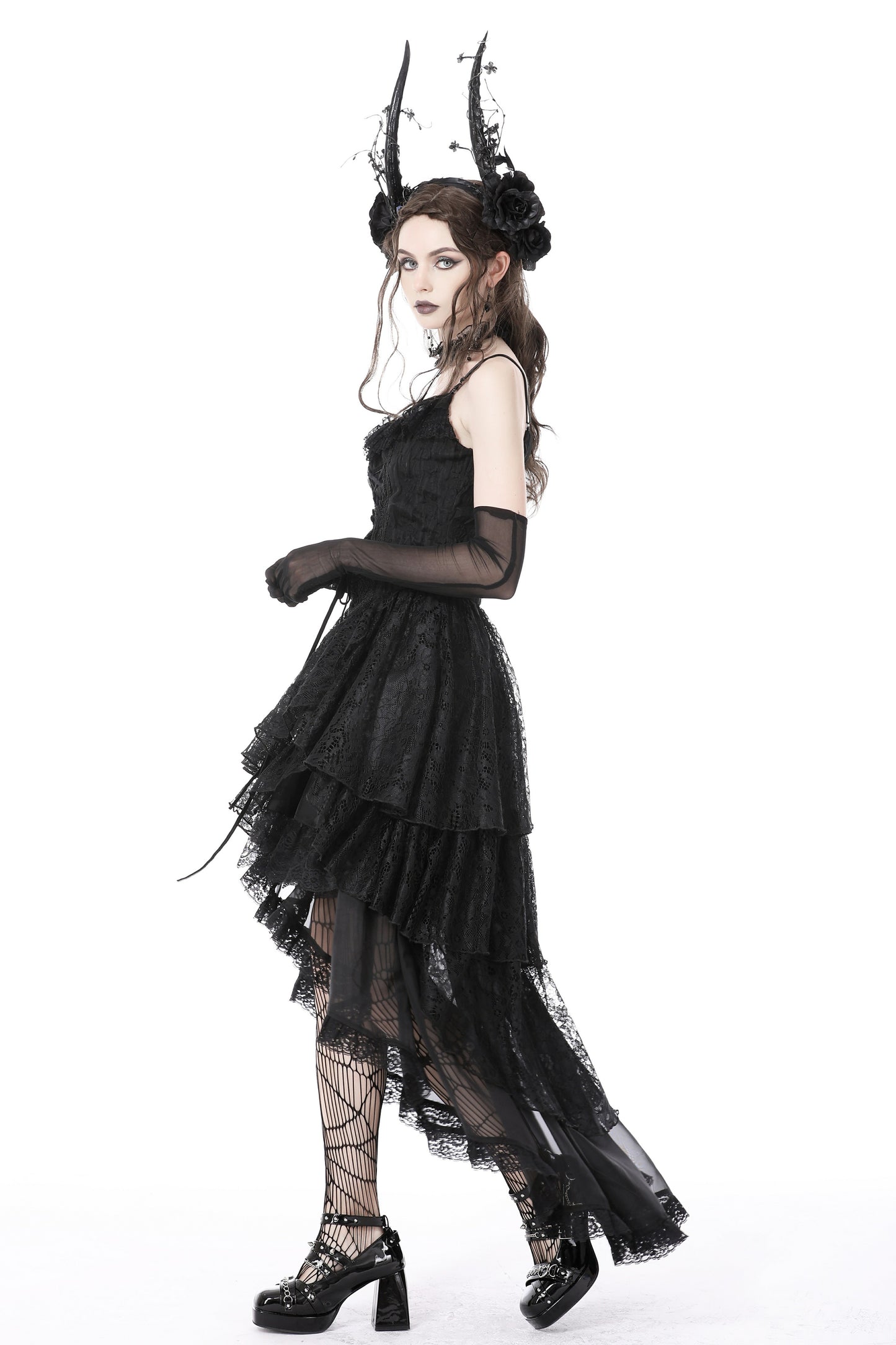 Schwarzes Spitzenkleid LACED LYRICS DRESS mit Zierschnürung von Dark In Love