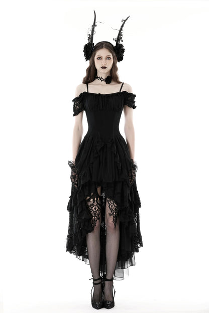 Figurbetontes, schulterfreies Kleid DIADEMA DRESS mit Spitzenakzenten und Schnürung am Rücken von Dark In Love