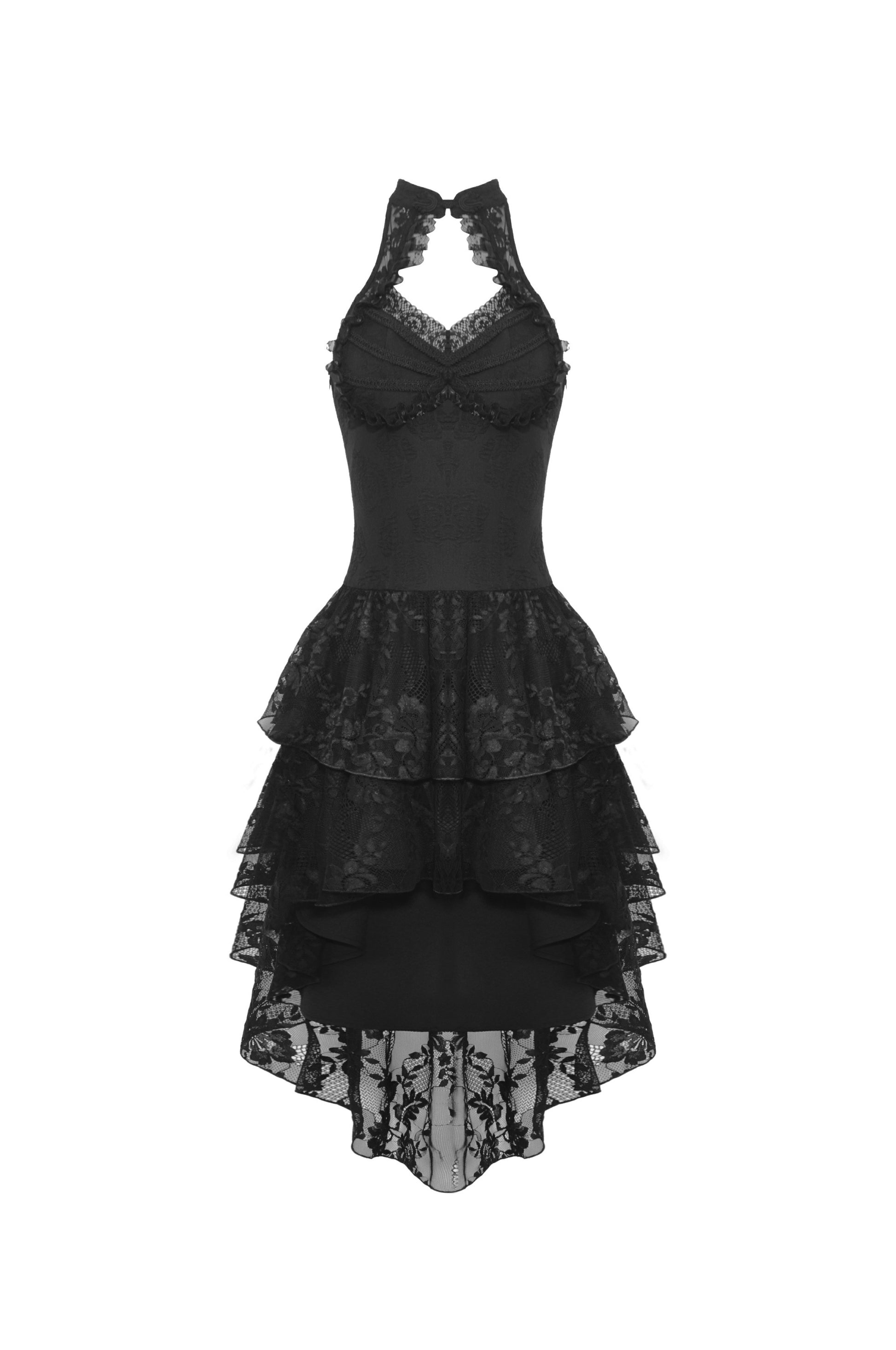 Ärmelloses, figurbetontes kurzes Kleid DARK LYRICS DRESS mit Spitzendetails und Rosenmuster von Dark In Love