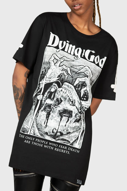 DYING GOD Shirt von Killstar mit Scary Print auf schwarz.