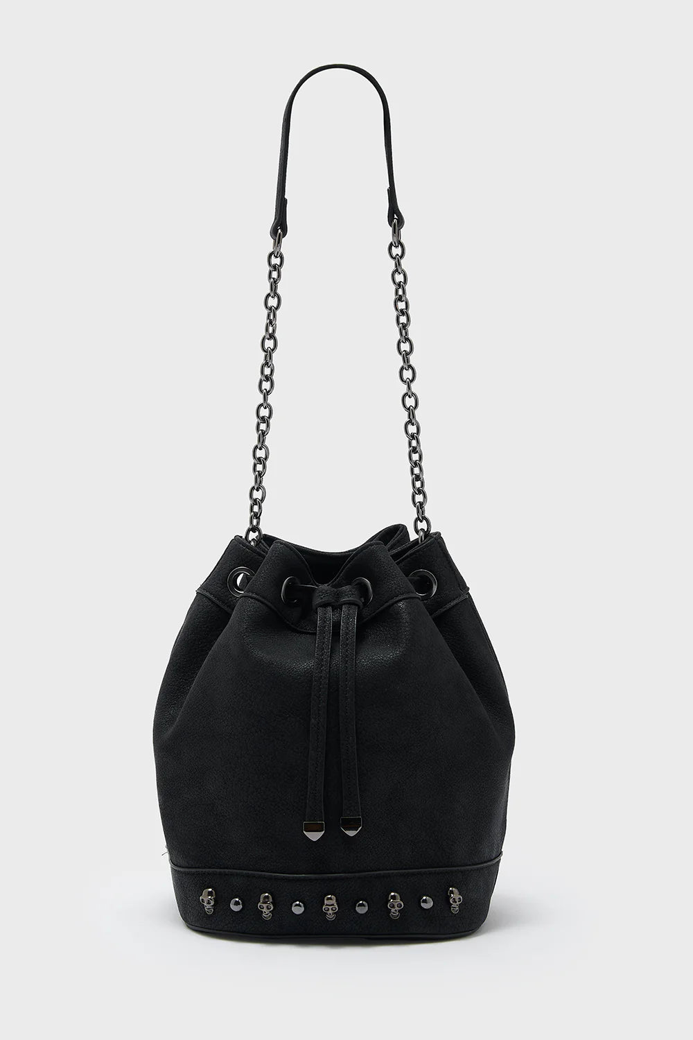 Black suede bucket bag online