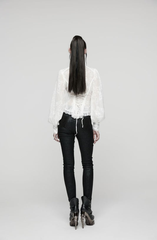 Weiße Bluse Diadema White Shirt mit Spitzenelementen von Punk Rave