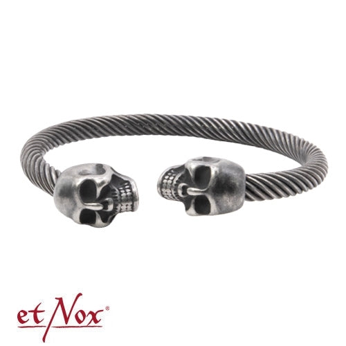 Silberfarbenes Armband Double Skull Armband von etNox