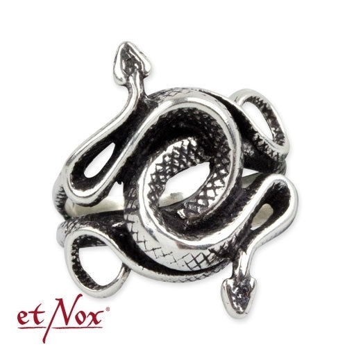 Edelstahlring Double Snake Ring mit Schlangen Design von etNox