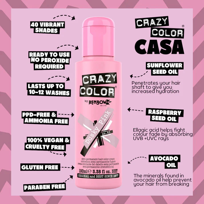semi-permanente Haartönung Dusky Pink in dem Farbton Graupink von Crazy Color