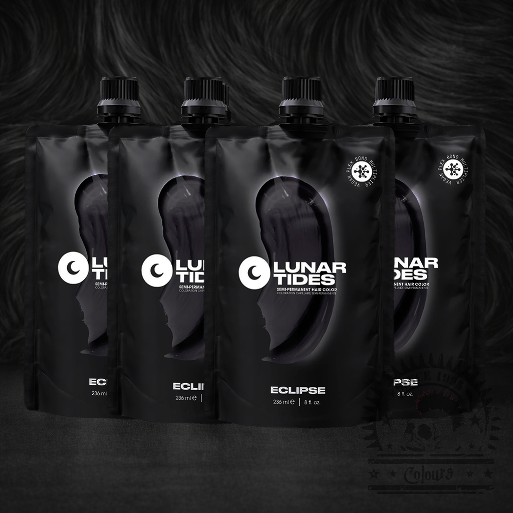 Vier semi-permanente Haartönungen 4er-Sparset Eclipse in dem hochpigmentierten Farbton Schwarz von Lunar Tides