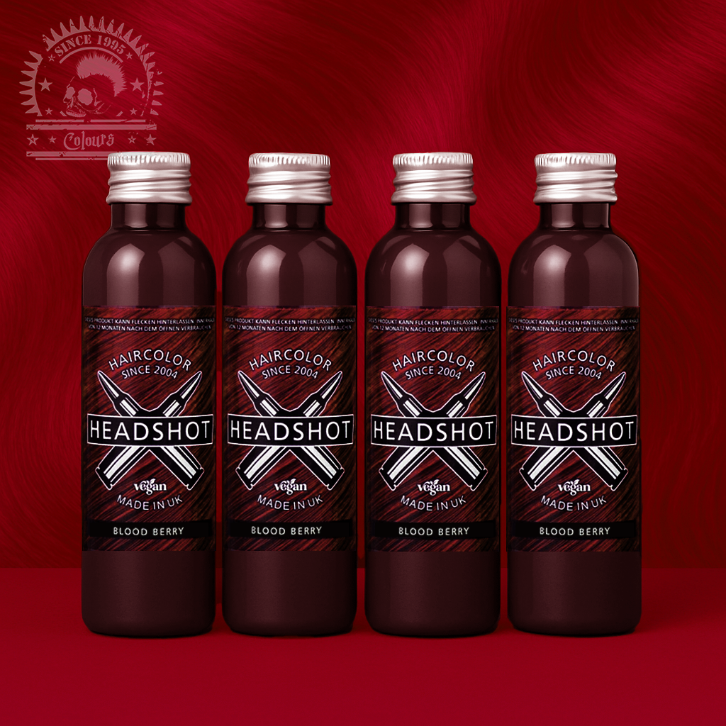 Vier semi-permanente Haartönungen 4er-Sparset BLOOD BERRY in dem Farbton Rot von Headshot
