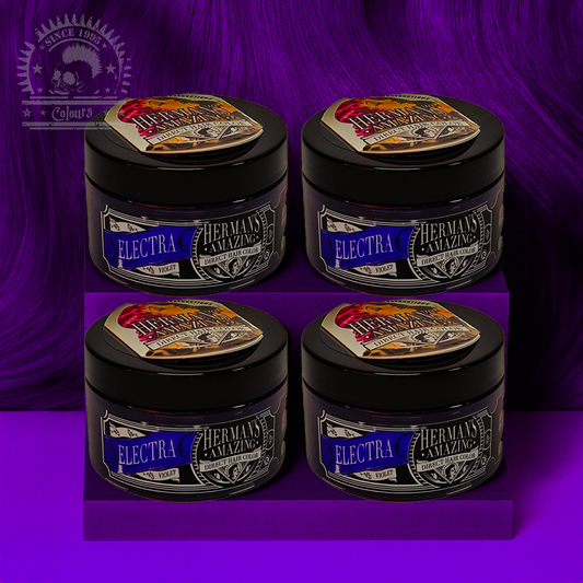 semi-permanente Haartönung 4er-Sparset&nbsp;ELECTRA VIOLET in dem Farbton Dunkellila von Herman's Amazing
