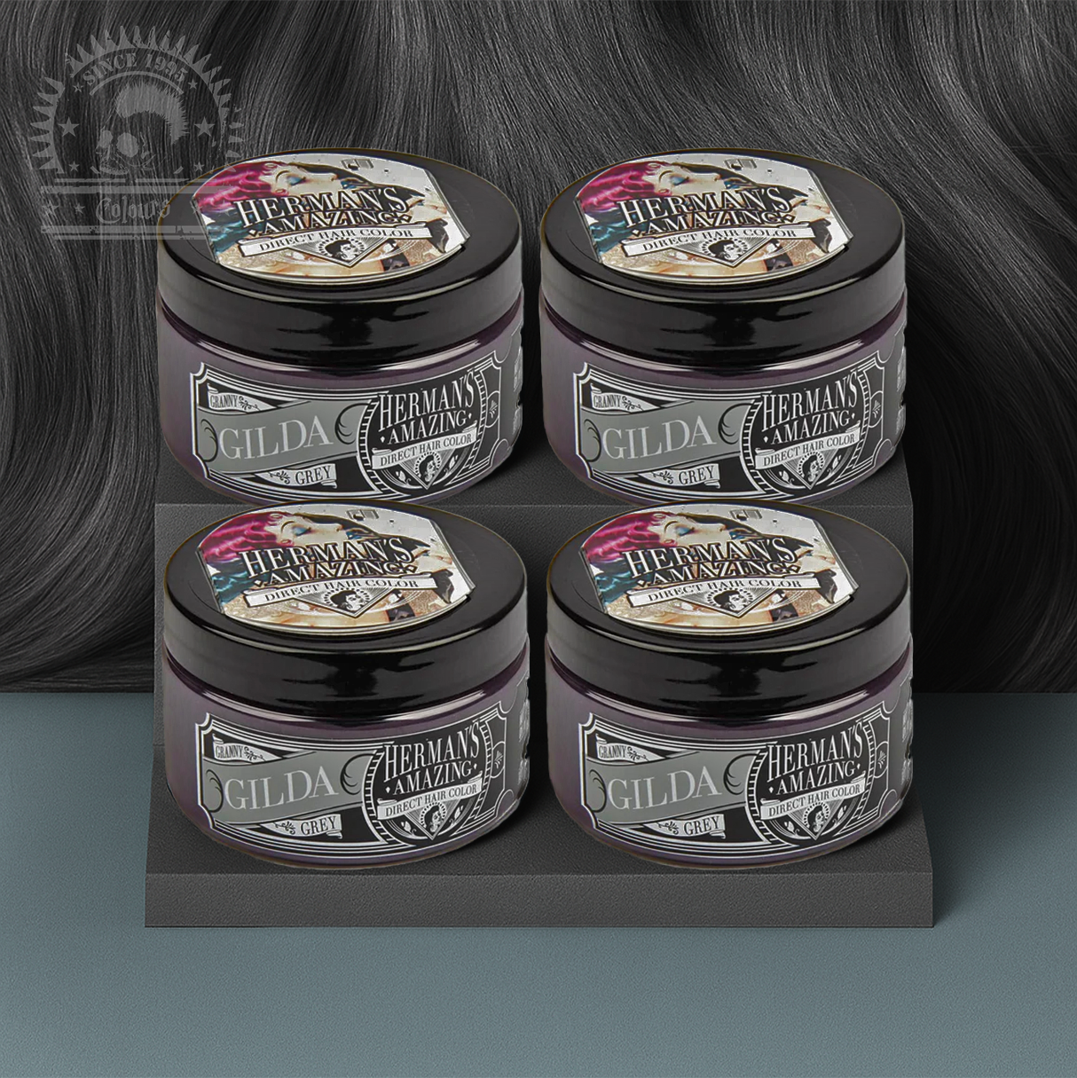 semi-permanente Haartönung 4er-Sparset&nbsp;GILDA GRANNY GREY in dem Farbton Grau von Herman's Amazing