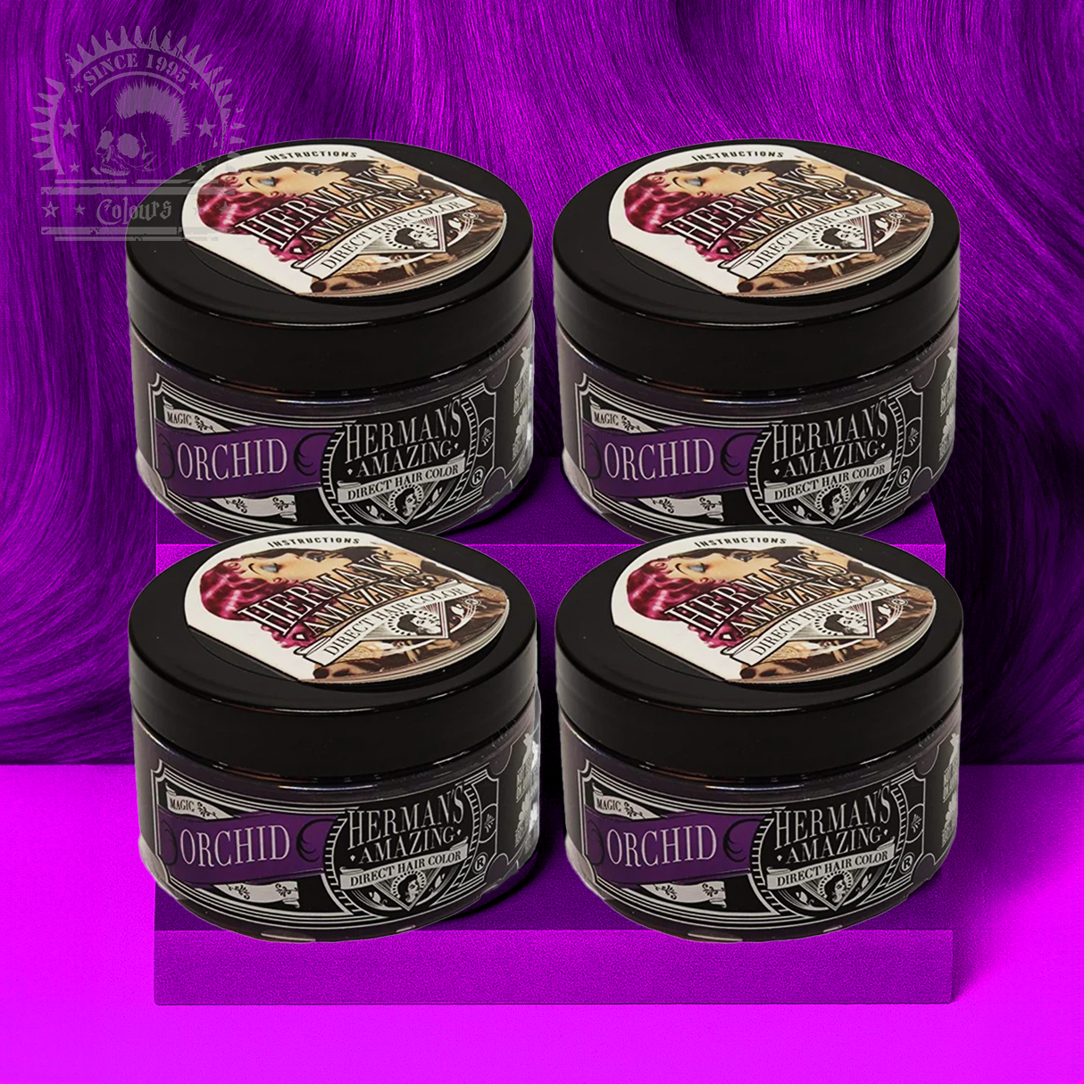 semi-permanente Haartönung 4er-Sparset&nbsp;MAGIC ORCHID&nbsp;in dem Farbton&nbsp;Lila von Herman's Amazing