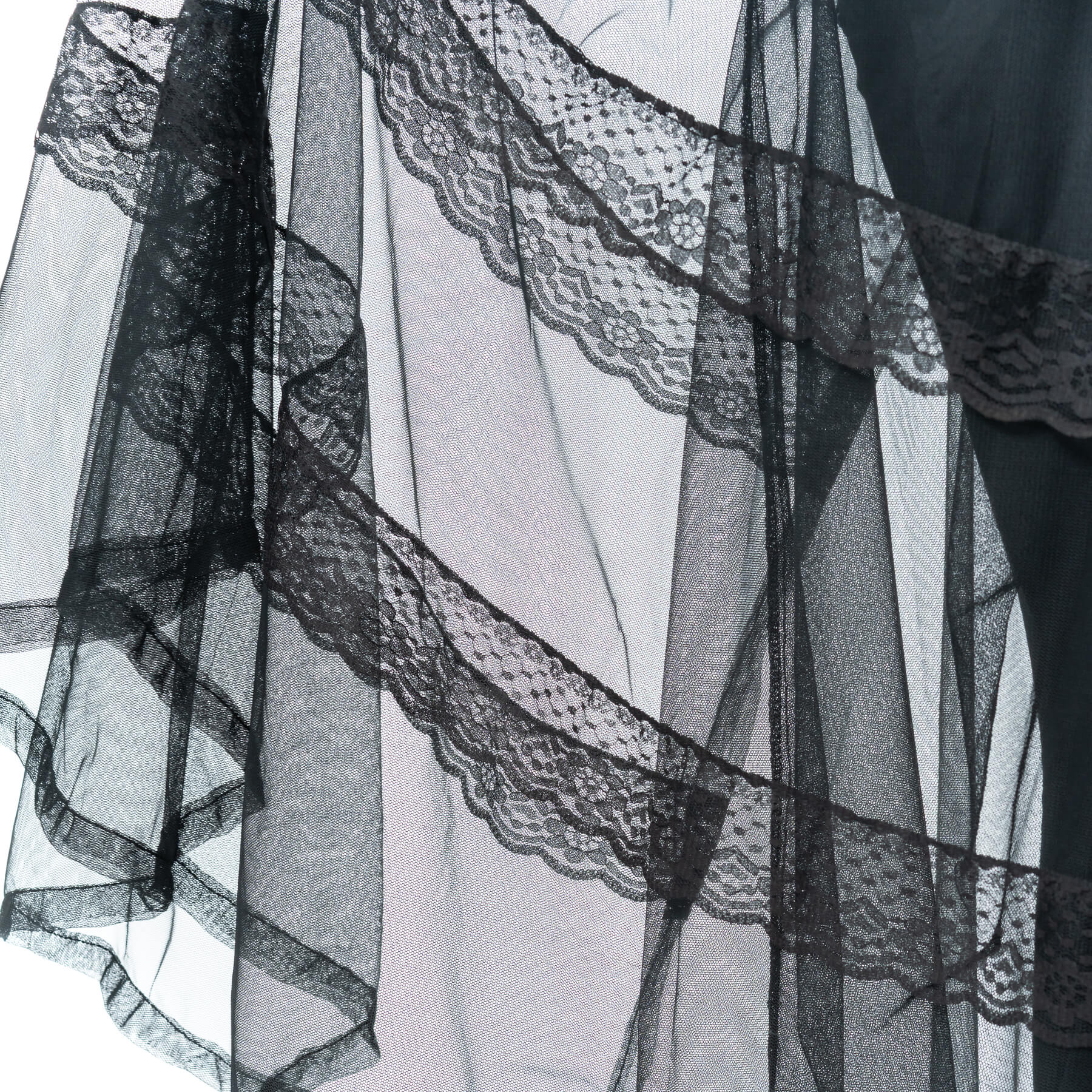 Schwarzer Rock ELIORA SKIRT aus Meshstoff mit Spitzenelementen von Poizen Industries