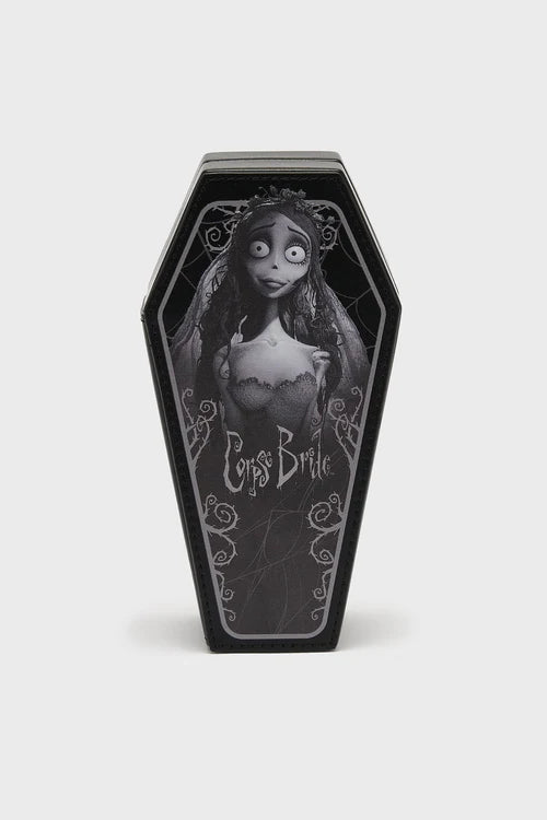 Sargförmige Schmuckschatulle EMILY CASKET JEWELLERY BOX mit Statement-Corpse-Bride-Grafik von Killstar