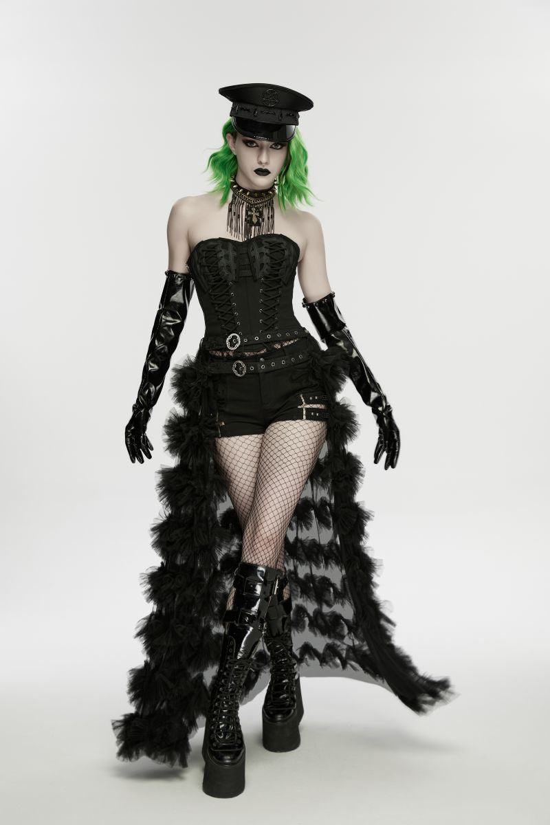 Schwarzer Tüllrock Faerie Doll Overskirt von Punk Rave