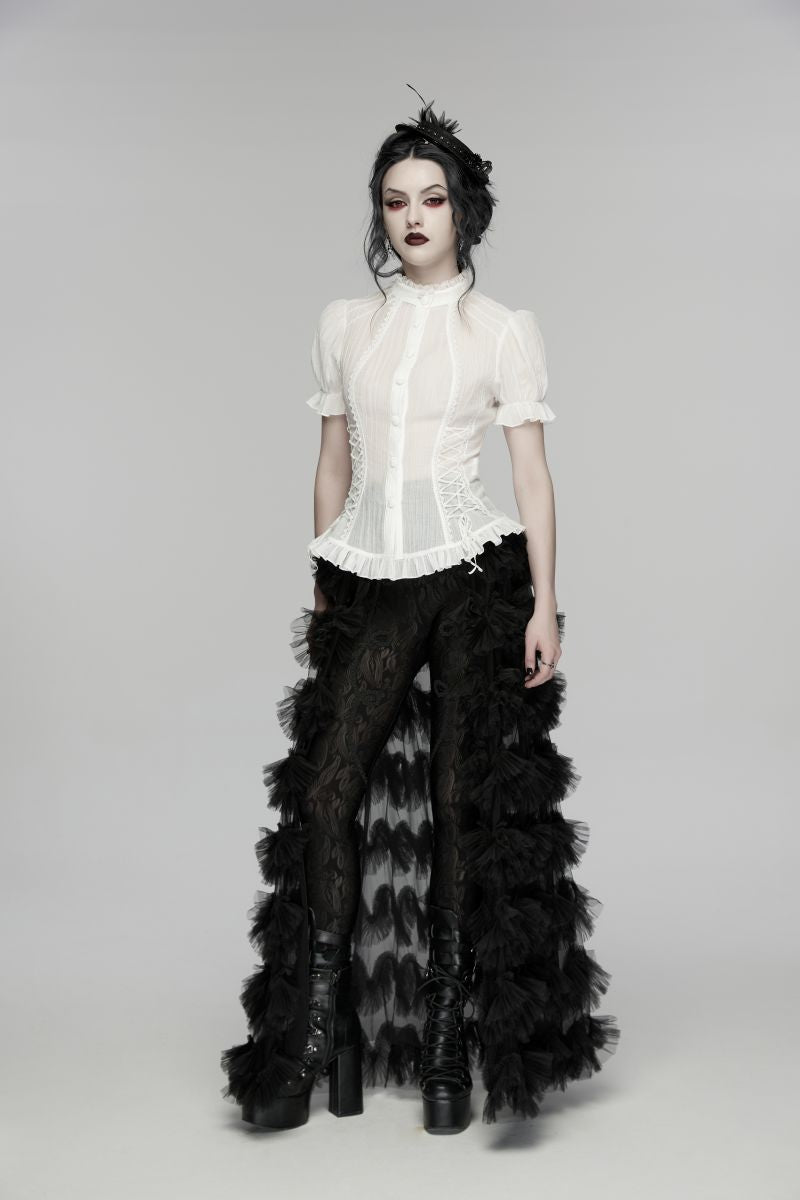 Weißes Hemd Faerie Doll White Shirt mit seitlichen Schnürungen von Punk Rave