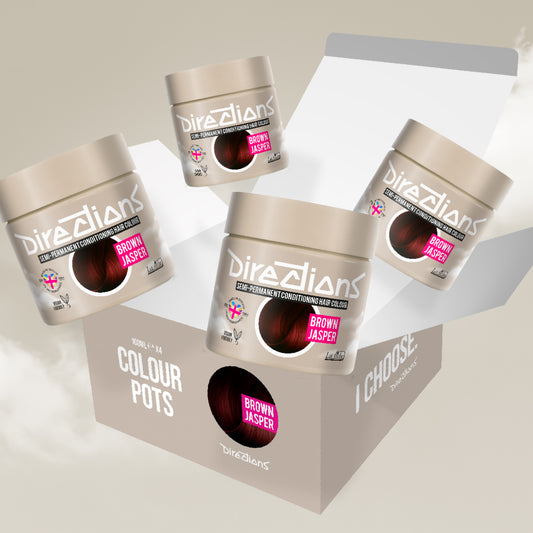 4er-Sparset vier semi-permanente Haartönungen BROWN JASPER in dem Farbton dunkles Rotbraun von Directions