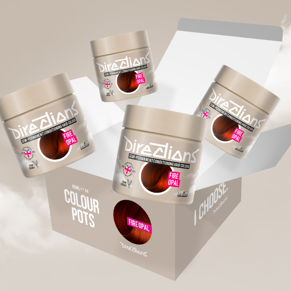 4er-Sparset vier semi-permanente Haartönungen FIRE OPAL in dem Farbton natürliches Rot von Directions