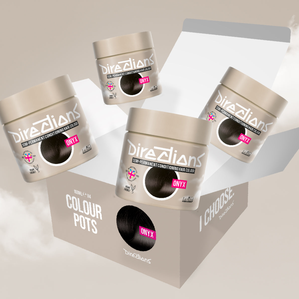 4er-Sparset vier semi-permanente Haartönungen ONYX in dem Farbton Dunkelbraun von Directions