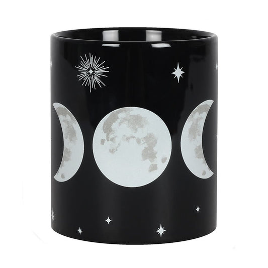 Schwarze Tasse Triple Moon Mug mit Mondphasen-Print, sowie kleinen Strenendetails
