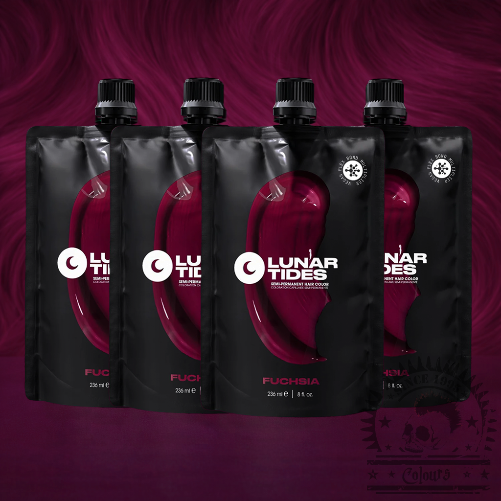 Vier semi-permanente Haartönungen 4er-Sparset Fuchsia Pink in dem Farbton kräftiges, dunkles Magenta von Lunar Tides