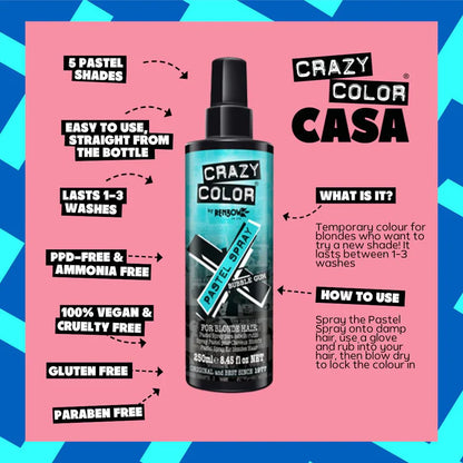 semi-permanentes Farbspray BUBBLEGUM in dem Farbton Blau von Crazy Color