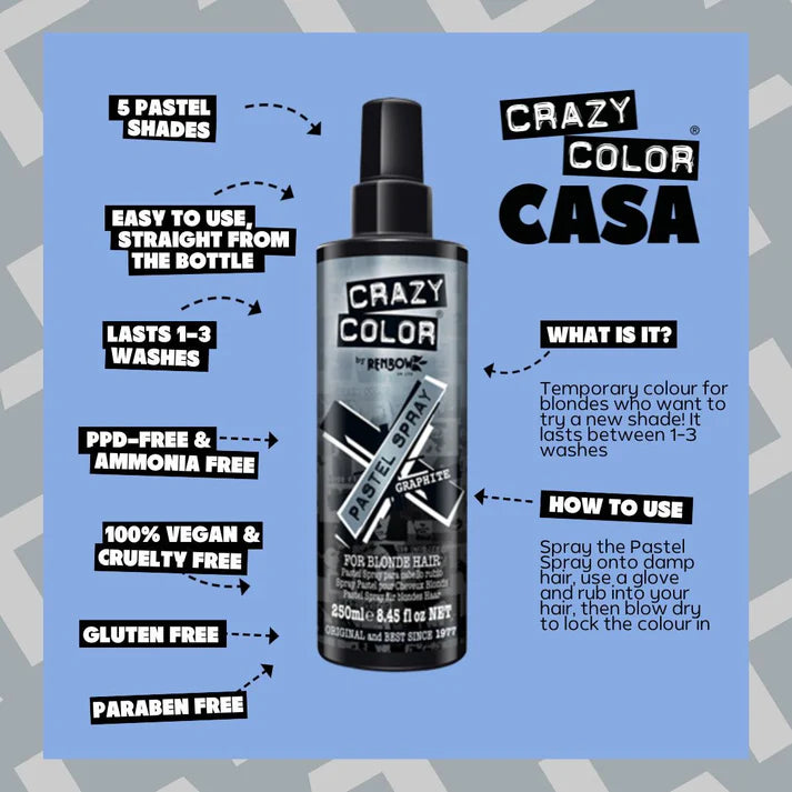 semi-permanentes Farbspray GRAPHITE in dem Farbton Grau von Crazy Color