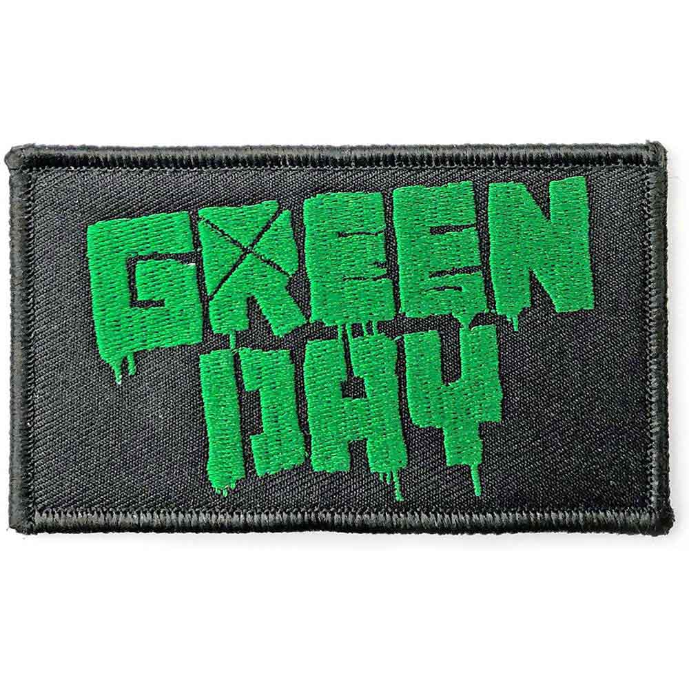 Rechteckiger, schwarz-grüner Aufnäher Green Day Logo Patch Nr.26