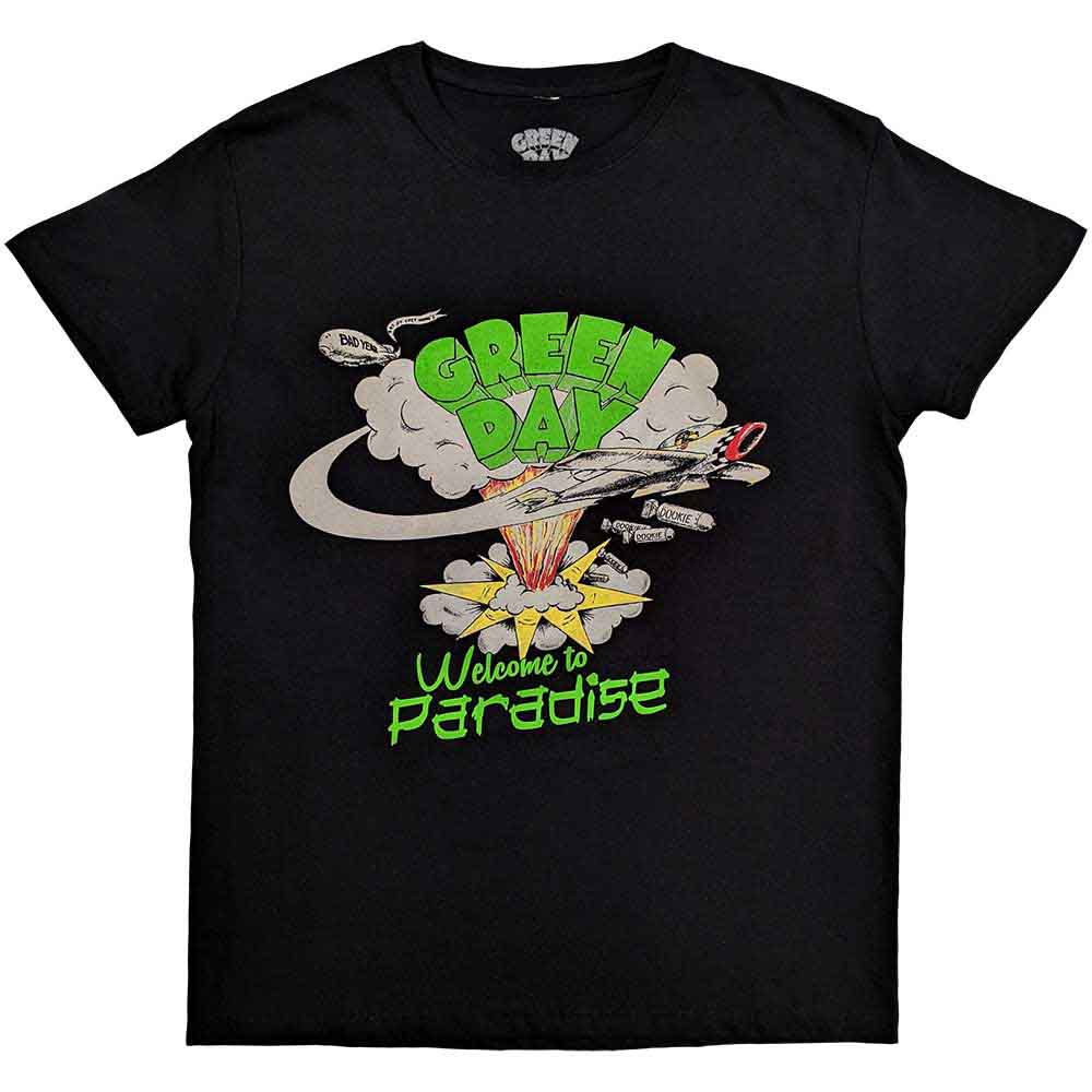 Lizensiertes Green Day Welcome To Paradise Bandshirt mit Explosionsprint