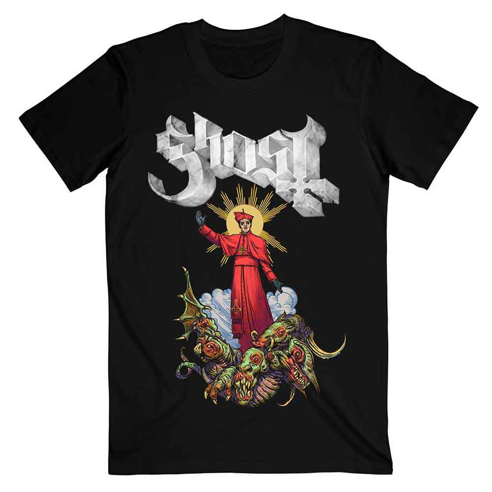 Lizensiertes Ghost Plague Bringer Bandshirt mit Mann- und Monsterprint