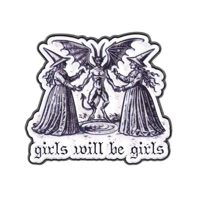 Kleiner Emaille-Anstecker GIRLS BE GIRLS ENAMEL PIN von Moon Attic