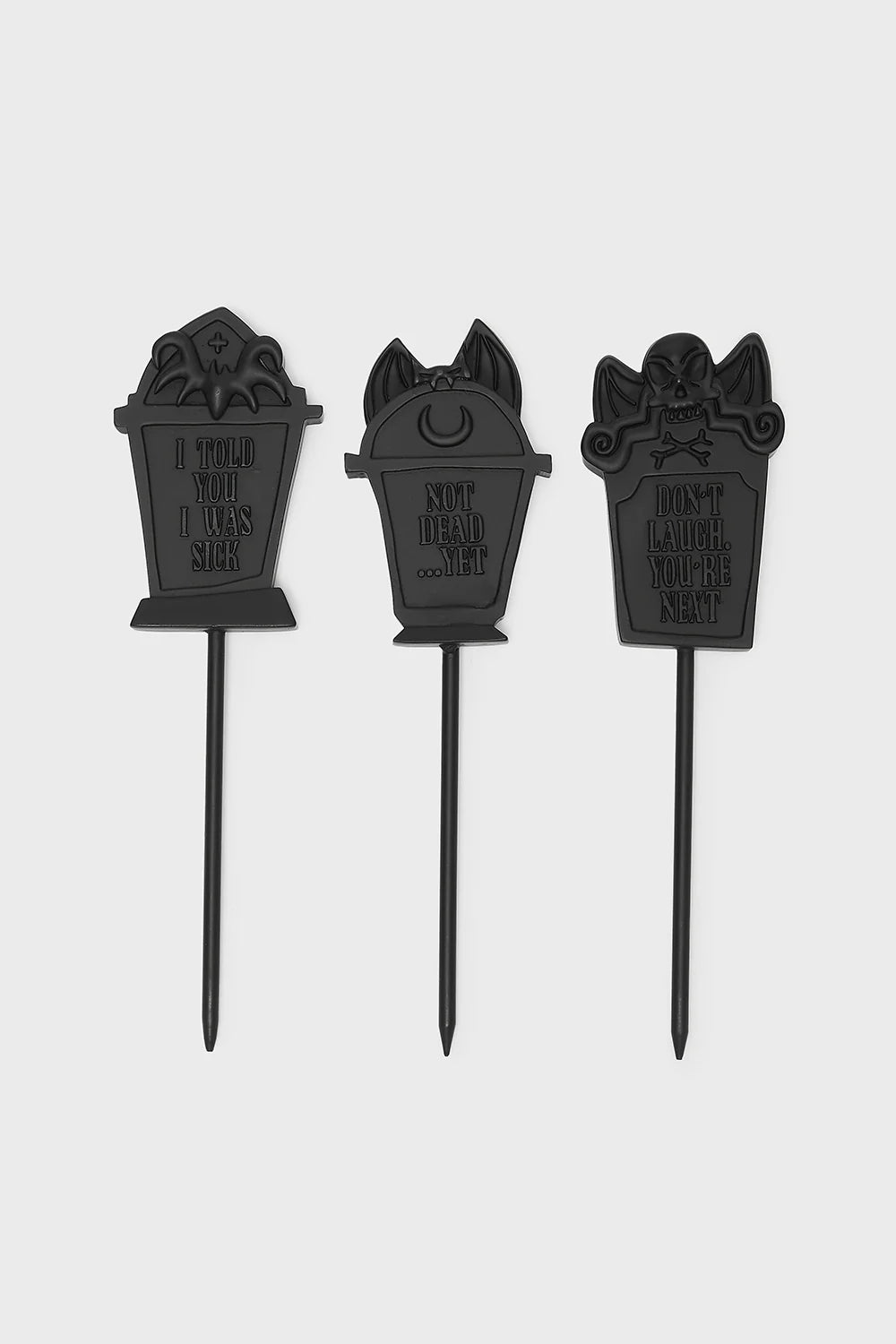 Schwarze Pflanztopschilder Gravestone Plant Pot Markers in Grabsteinform von Killstar