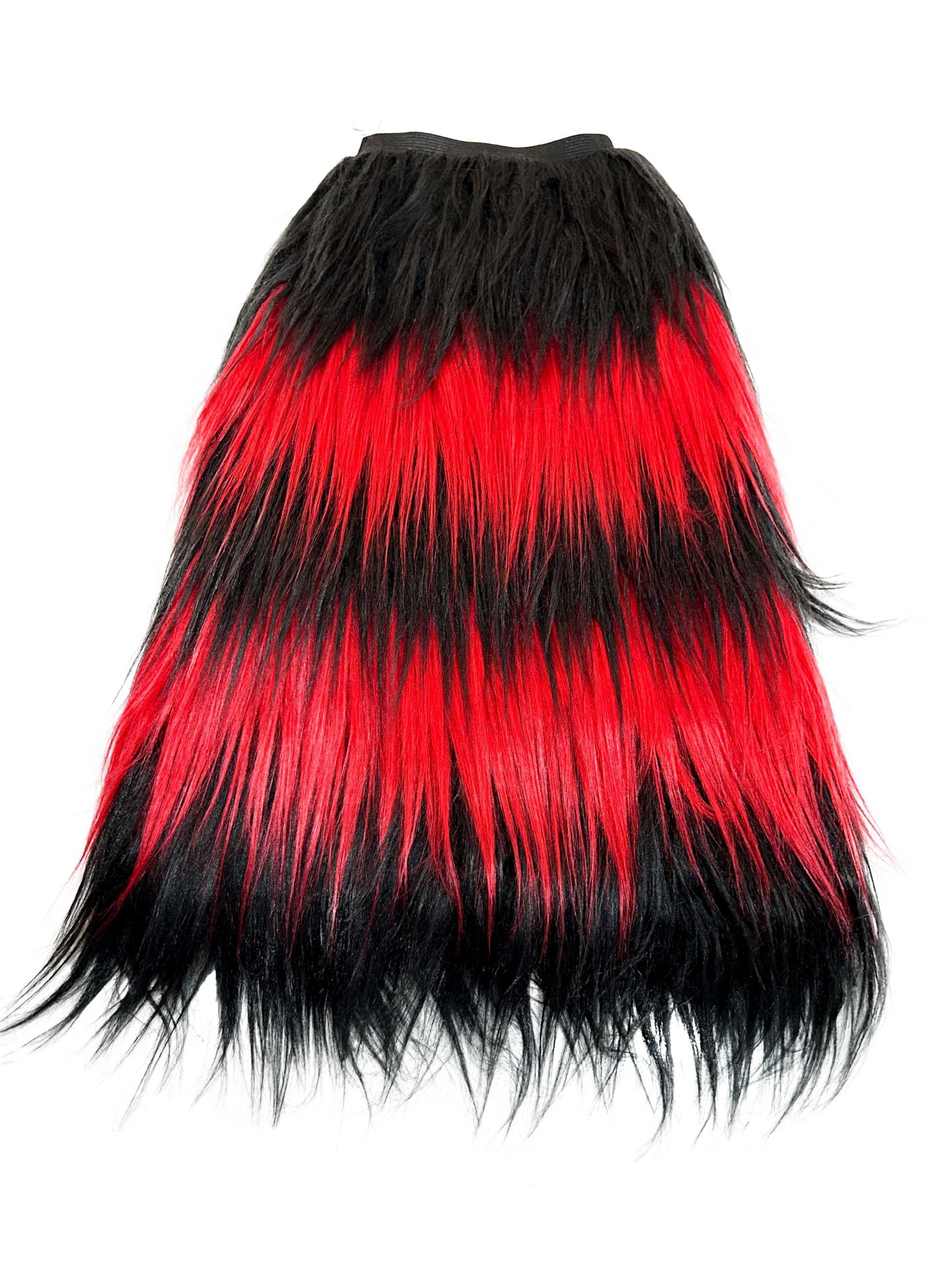 Rot-schwarze Kunstfell-Beinstulpen Red Fur Stripped Gaiters von Moon Attic