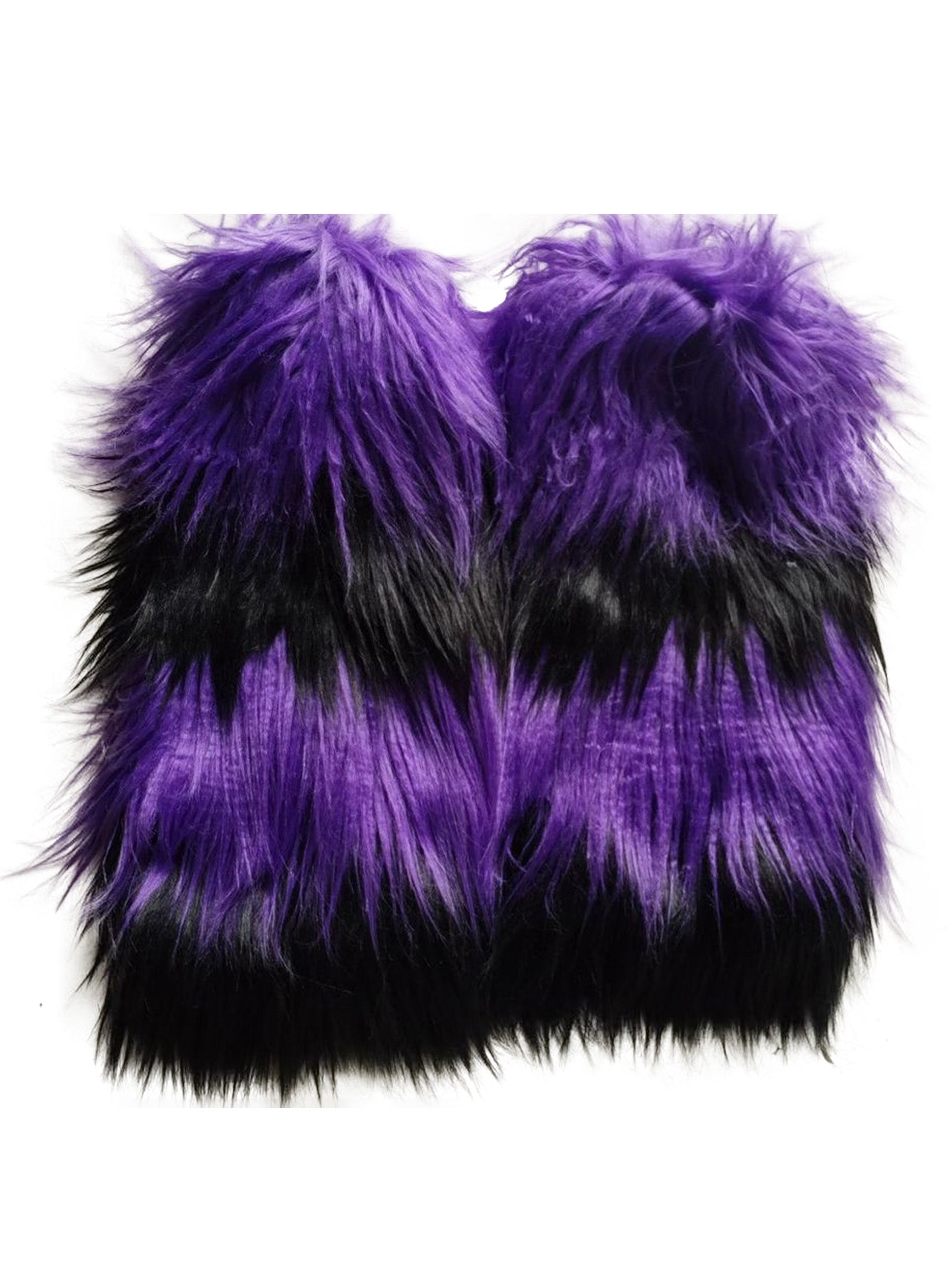 Lila-schwarze Kunstfell-Beinstulpen Purple Fur Stripped Gaiters von Moon Attic