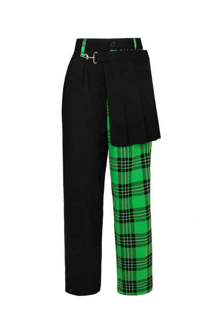 Schwarze und grüne Hose Mason Tousers Green mit Schottenmuster