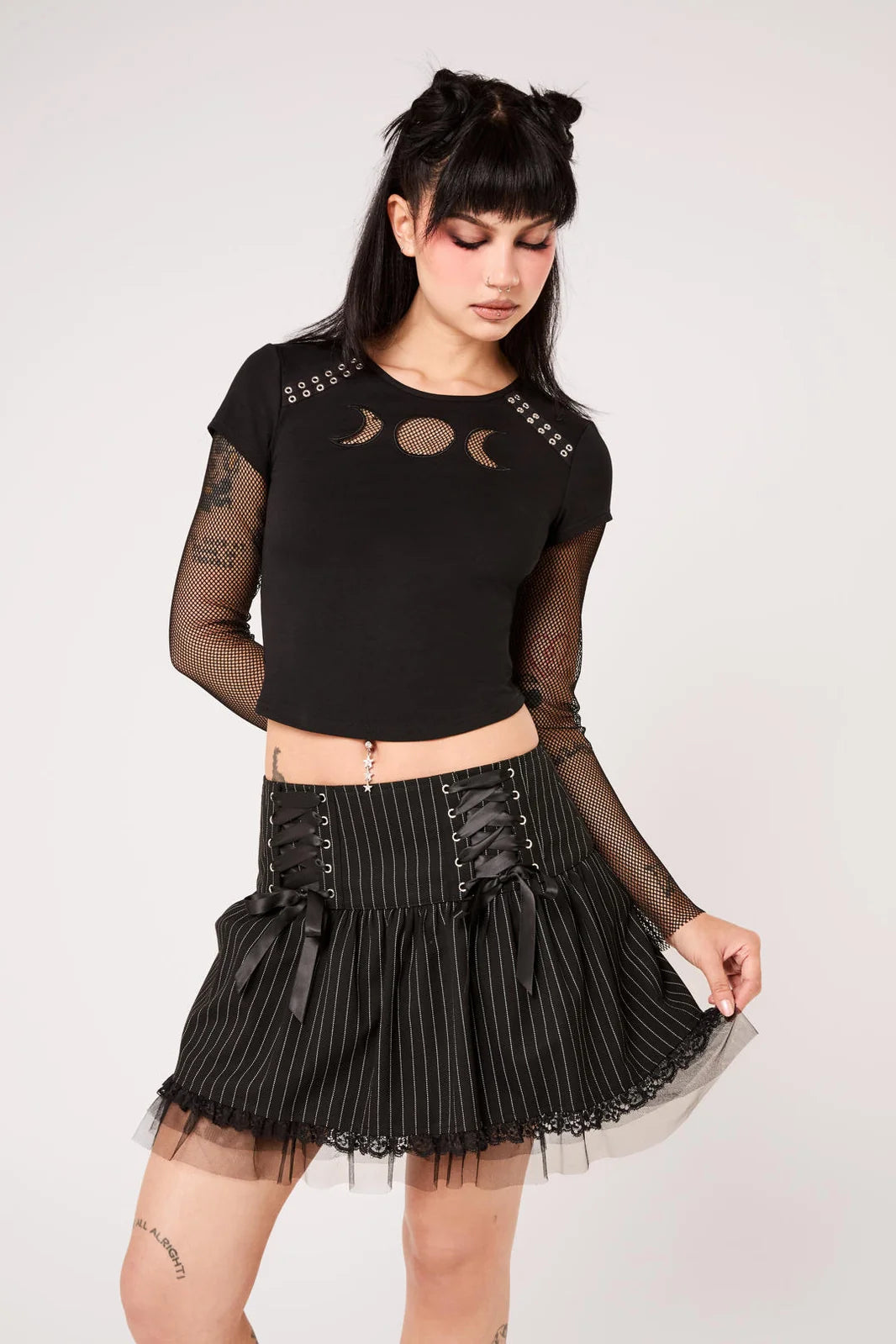 Quinzel-Skirt-Pinstripe- Hellbunny